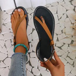Casual Shoes 2024 Summer Flat Women Sandals Fashion Peep Toe Hollow Women's Buckle Straps Ladies Beach Sandalias