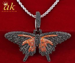 Animal butterfly Pendant Necklace Gold Color Cubic Zircon Women039s Hip Hop Rock Jewelry4223549