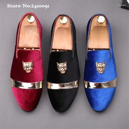 Casual Shoes 2024 Promotion Spring Men Velvet Loafers Party Wedding Europe Style Red/black/green Slippers Driving Moccasins