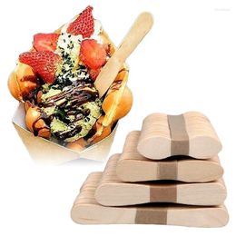 Spoons 50/100Pcs Wooden Mini Taster Personalize Tableware For Party Cake Ice Cream Honey Pudding