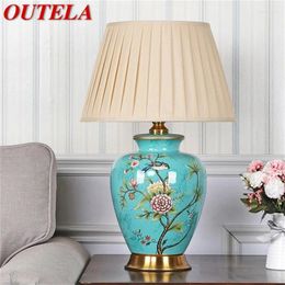 Table Lamps OUTELA Ceramic Lamp Desk Light Luxury Modern LED Pattern Design For Home Bedroom Living Room