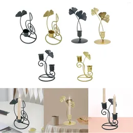 Candle Holders Holder Ginkgo Leaf Shape Wedding Creative Ornament Iron Candlestick For Anniversary Fireplace El Living Room Party