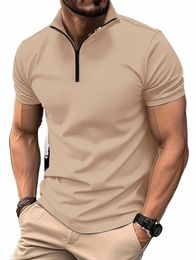 2024 Best-Selling Men's Short-Sleeved New Fi Pure Henry Collar T-Shirt Summer casual Zipper T-Shirt Hip Hop Top T-Shirt A2nK#
