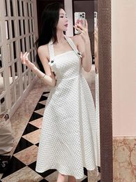 Casual Dresses Fashion Summer White Long Evening Dress Women Ladies Clothing Chic Sexy Halter Backless Slim Midi Party Prom Robe Mujer
