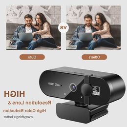 Webcams 4K Webcam 1080P Mini Camera 2K Full HD Webcam with Microphone 30f USB Web Cam for Auto Focus PC Laptop Video Shooting Camera T225