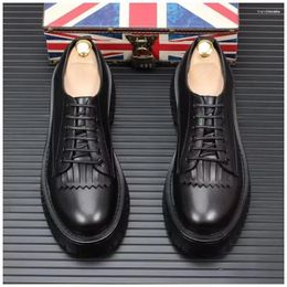 Casual Shoes Mens Luxury Fashion Party Nightclub Dress Platform Lace-up Tassels Oxfords Shoe Young Gentleman Footwear Zapatos