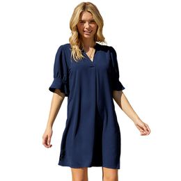 Designer Amazon Summer European and American Cross border Independent Chiffon Shirt Casual Retro Top Mid length A-line Dress 8H8U