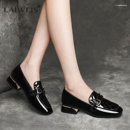 Casual Shoes LAIWEIS Zapatos De Mujer Women Sexy Party Night Club Spring & Summer Square Heel Lady Cool Beige Flat Brand