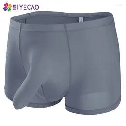 Underpants Sexy Mens Elephant Nose Bulge Pouch Underwear Lingerie Male Ice Silk Shorts Panties Men Boxer Cueca