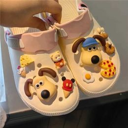 Slippers 2024 Hot New Arrival A set of cute dog shoe accessories for boys and girls. Sandals for boys and girls garden shoe buckles decorative fit and charm Y2406062FT1