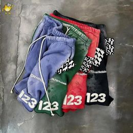 Men's Shorts RRR123 Green Red Grey Blue Heavy Fabric Washed High Street Loose Hip Hop Quality Men Woman Joggers