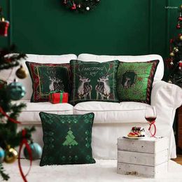 Pillow Chrismas Gift Cuhsion Cover Red Home Decor Velvet Throw Green Tree Pillowcases