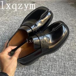 Casual Shoes Slip On Oxfords Classic Real Leather Low Heel Split Toe Platform Simple Loafers Women Chunky