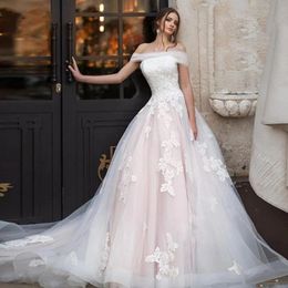 2024A-line Lace Women's Wedding Dress Bride One Line Collar Half Backless Vestidos Elegantes Para Mujer 2023 Luxurious Gowns