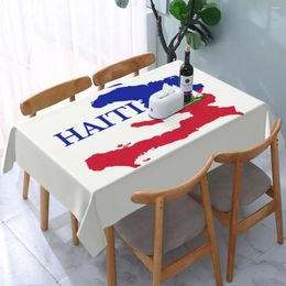 Table Cloth Rectangular Haiti Map Oilproof Tablecloth 40"-44" Cover Backed With Elastic Edge