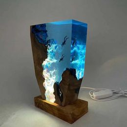 Desk Lamps Seabed World Organism Resin Table Light Creactive Art Decoration Lamp Diving Cave ExplorationTheme Night Light USB Charge hot S2460555