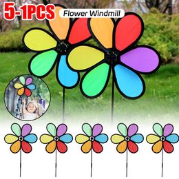 Garden Decorations Sunflower Windmill Rotating Spinners Cloth Flower Pinwheels Stake Standing Lawn Yard Decor Kids Toys