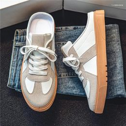 Casual Shoes Half For Men Lace Up Mules Male Flats Summer Backless Loafers Slippers Man Slides Mens Board 2024