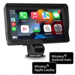Portable Wireless Apple Carplay&Android Auto Multimedia Player Car Stereo with Mirror Link/Siri/Google Assistant/Bluetooth/Navigation for All Vehicles