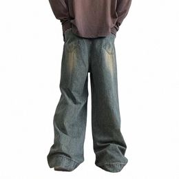 distred Vintage Blue Jeans Pants Men Wide-leg Denim Trousers Male Oversize Streetwear Fi Casual Baggy Straight Jeans h3RQ#