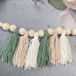 Decorative Figurines Colourful Macaron Wood Bead Tassel Hanging Decoration For Home And Children's Room