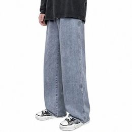 jeans dritti jeans autunno nuovo autunno alla moda harajuku in stile oversize elastico in vita casual gammda di alta gamba pantaloni di denim r2m5#