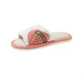 Four Seasons Waffle Couple Slippers Home Couple Cotton Linen Slippers Breathable Non-Slip Home Shoes