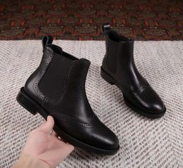 New Designer Women Ankle Boots Top Quality Black Genuine Leather Luxury Short Boot Brand Ladies Winter Autumn Shoes 35419951385