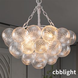 Bubble Ball chandelier Semi Flush Mounting Ceiling Light Fixtures, Dia 20 inch Gold and Clear Blown Glass Small Swirled Glass Chandelier for Bedroom Study Bathroom