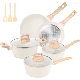 Cookware Sets Granite Pots And Pans Set Ultra Nonstick 11 Piece Die-Cast With Frying Pan