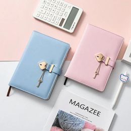 Leather Heart Shaped Lock Journal Locking With Key B6 Lined Personal Planner Notepad Hard Cover Scrapbook Secret Notebook