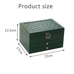 Jewellery Boxes Large Jewellery Storage Box Multi-Layer Organiser For Jewellery Necklace Earring Leather Jewellery Storage Packaging Display Boxes