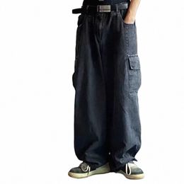baggy Jeans Trousers Male Denim Pants Black Wide Leg Pants Men's Jeans Oversize Cargo Korean Streetwear Hip Hop Harajuku G36U#