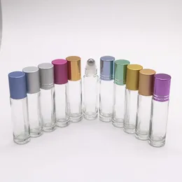 Storage Bottles 24X 5ML 10ML Thick Clear Glass Essential Oils Roll On Bottle Metal Roller Ball For Perfume