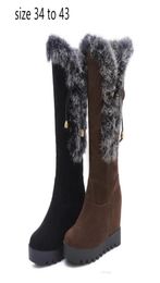 mid calf wedge boots winter keep warm designer bootie luxury designer women boots brown black size 34 to 42 435190409
