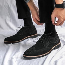 Casual Shoes Handcrafted Luxury Leather For Men Retro Carved Brogue Lace Up Suede Oxford