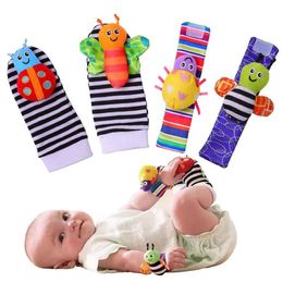 Baby Wrist strap Socks Hand Rattle Cartoon plush Baby Watch with 0-3 year old baby toy plush