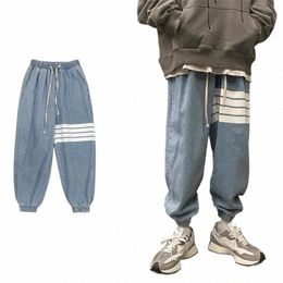 jogging Pants Men Harem Jeans Hip Hop Street Style Outdoor W Baggy Jeans Men's Black and Blue Trend Trouser New Arrival B4nX#