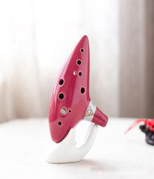 12 Holes Ocarina Ceramic Alto C with Song Book Display Stand Party Favor7100181