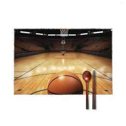 Table Mats 6PCS Place Set Heat Resistant Placemats For Dining Washable Basketball