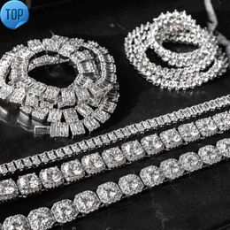 2023 Trendy Men Hip Hop Jewellery 10mm d Colour Vvs Moissanite Diamond Silver Gold Plated Tennis Chain Necklaces