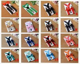 26 Colours Kids Suspenders Bow Tie Set for 110T Baby Braces Elastic Yback Boys Girls Suspenders accessories1389672