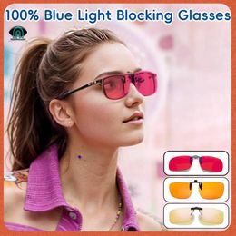 Sunglasses Clip Blue Light Blocking Glasses Anti Fatigue Detachable Orange Lens Red Gaming And Computer