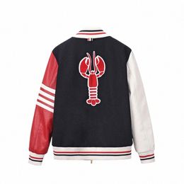 tb Flagship-Store Brand men's baseball uniforms stand-up collar striped lg-sleeved raglan sleeves color-blocking jacket C5xo#