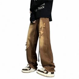 2022 Vibe Style Belt Zipper Brown Baggy Men Cargo Wide Jeans Pants Y2K Clothes Straight Hip Hop Denim Trousers Pantales Hombre t0wL#