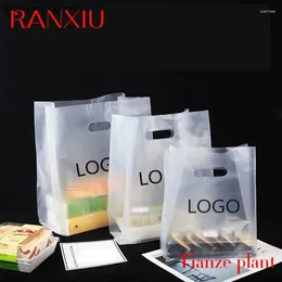 Gift Wrap Custom Transparent Frosted Poly Plastic Shopping Bags Bread Pack Ldpe Bag Die-cut With Handle