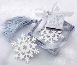 20pcs Silver Stainless Steel Snowflake Bookmark For Wedding Baby Shower Party Birthday Favour Gift souvenirs CS0065685635