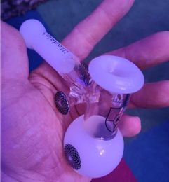 Cute White and Black Mini Handhold Hammer Glass pipe Thick Design handle Spoon Bubbler Smoking Pipes For Dry Herb Sherlock Style5277762