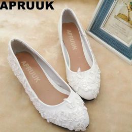 Casual Shoes Low Heel Plus Size White Lace Wedding Bride Handmade Sweet Elegant Small Large Girl Party Proms Shoe Bridal