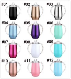 DHL SHIP 10 oz Vacuum Insulated Sippy Cups Stainless Steel Baby Cup Double Wall Water Bottle With Double Handle FY42879680950